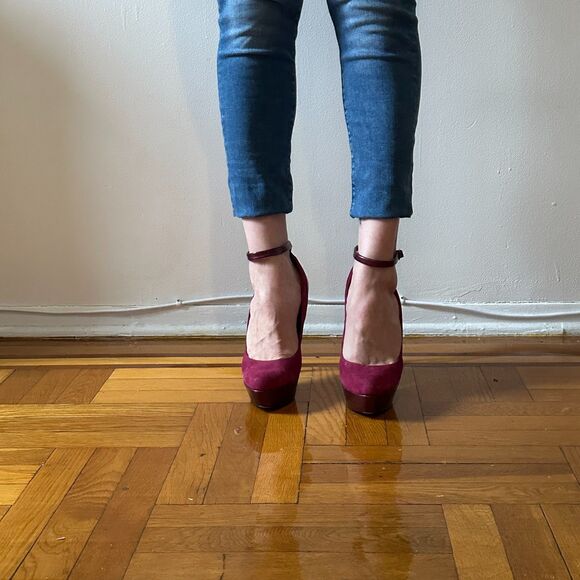 Bakers Tandy Round Toe Double Platform Pink Purple Ankle Strap Leather Size 11 - Picture 3 of 6